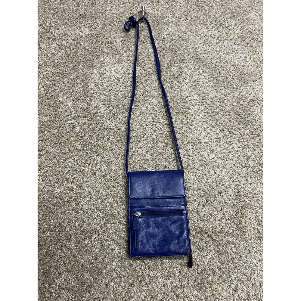 Great American Leather Works Blue Leather Crossbody Organizer Wallet Bag